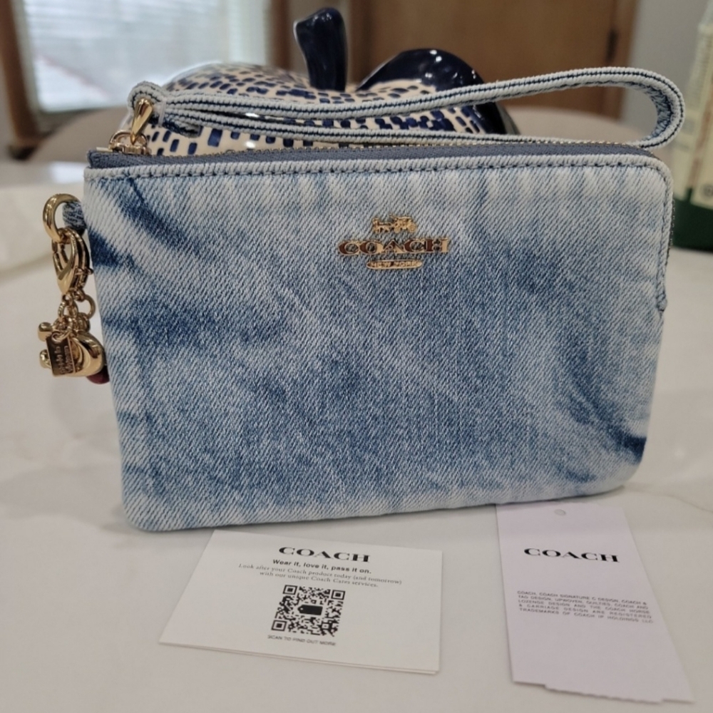 Coach Denim Corner Wristlet With Charms - Picture 2 of 10